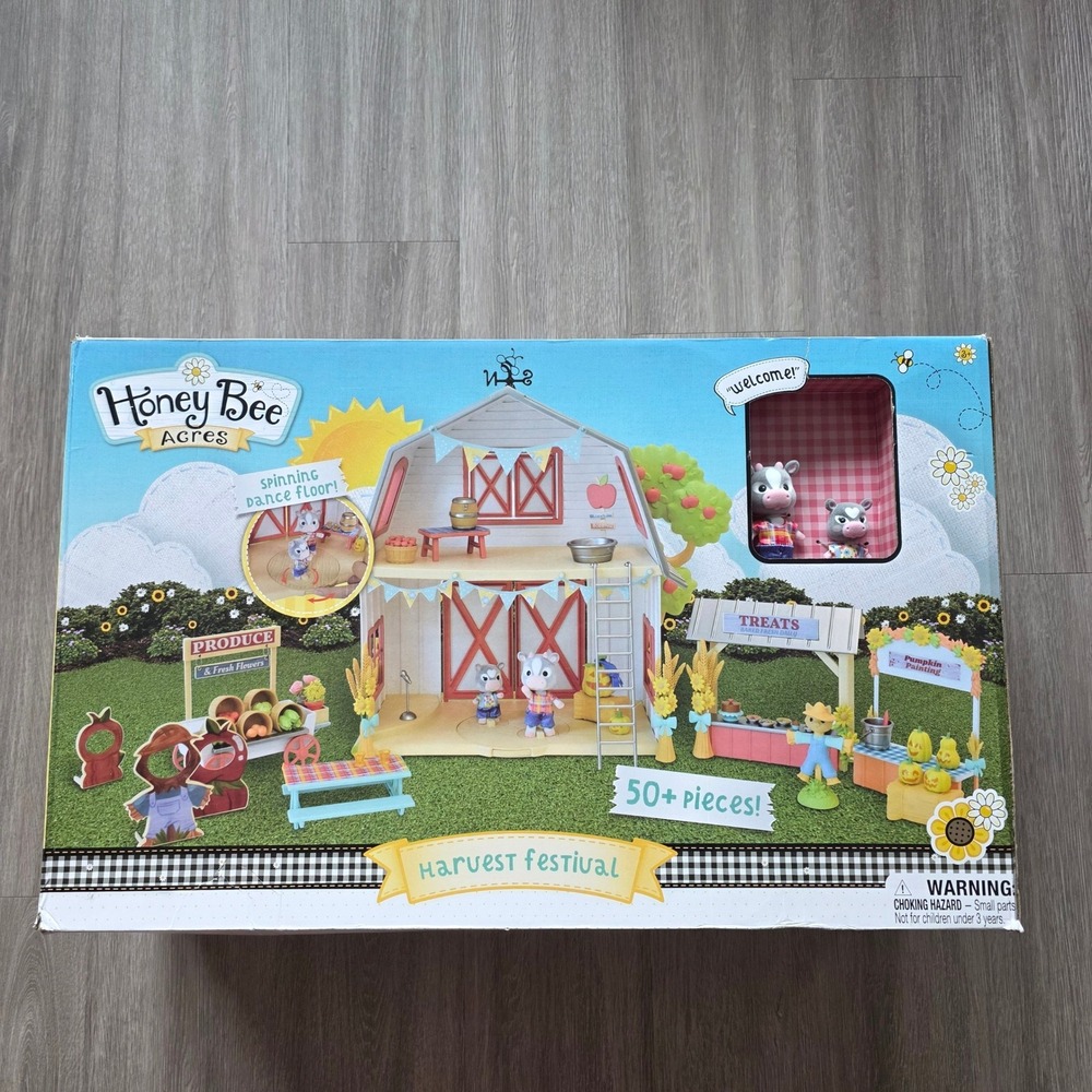 Honey Bee Acres Harvest Festival Barn Playset with 50+ Pieces and 2 Figures
